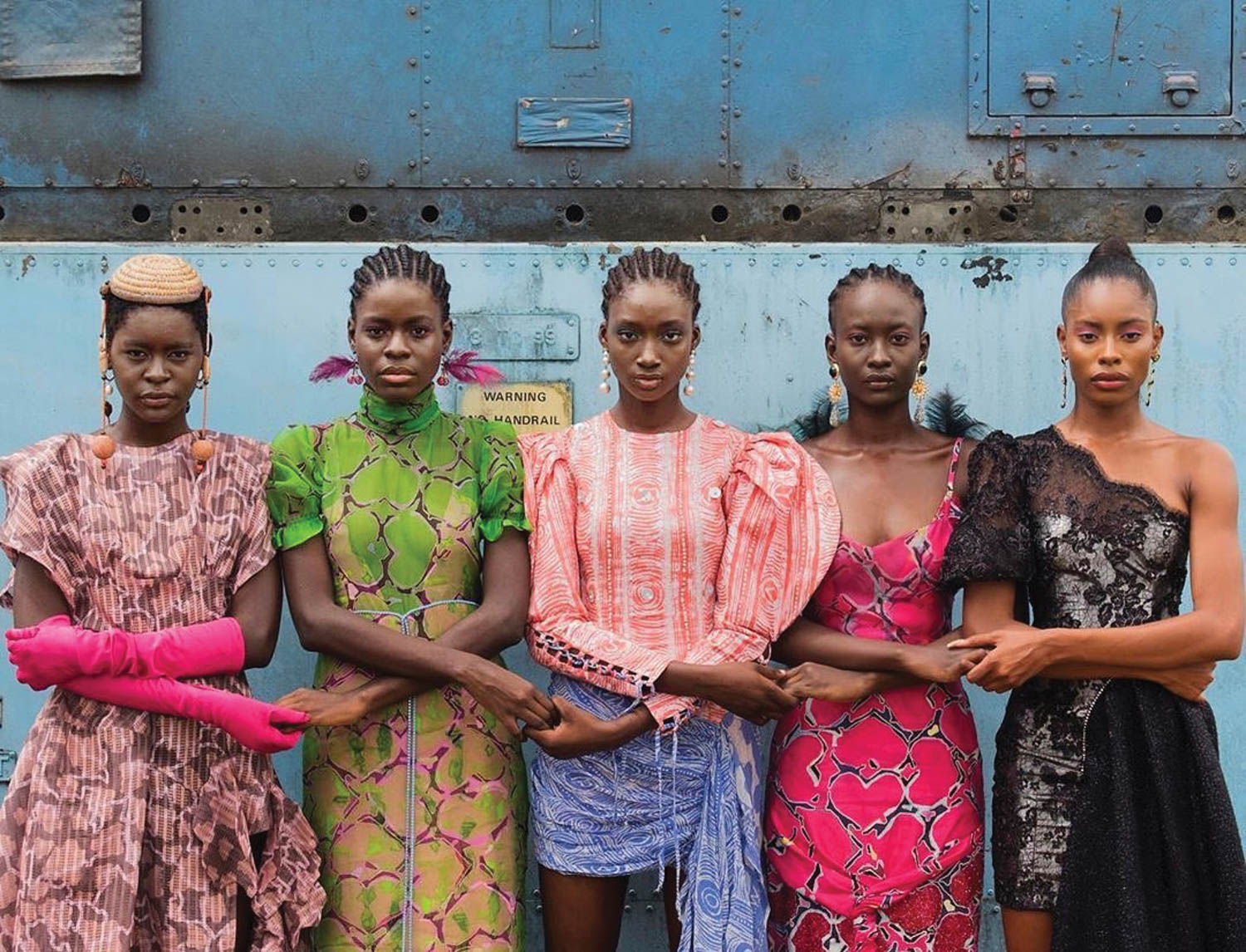 Lagos Fashion Week models holding hands