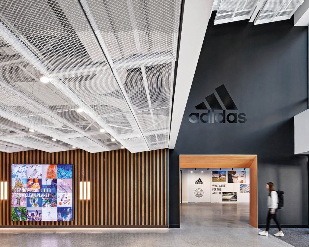 the entrance to Adidas headquarters