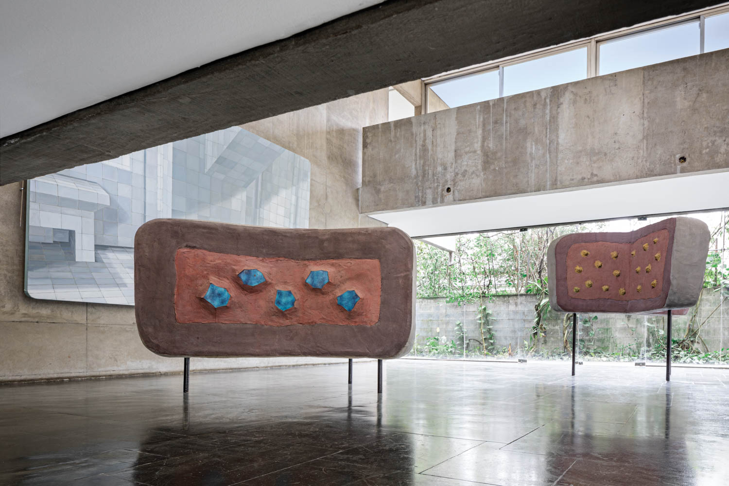 concrete-based sculptures at this home/gallery