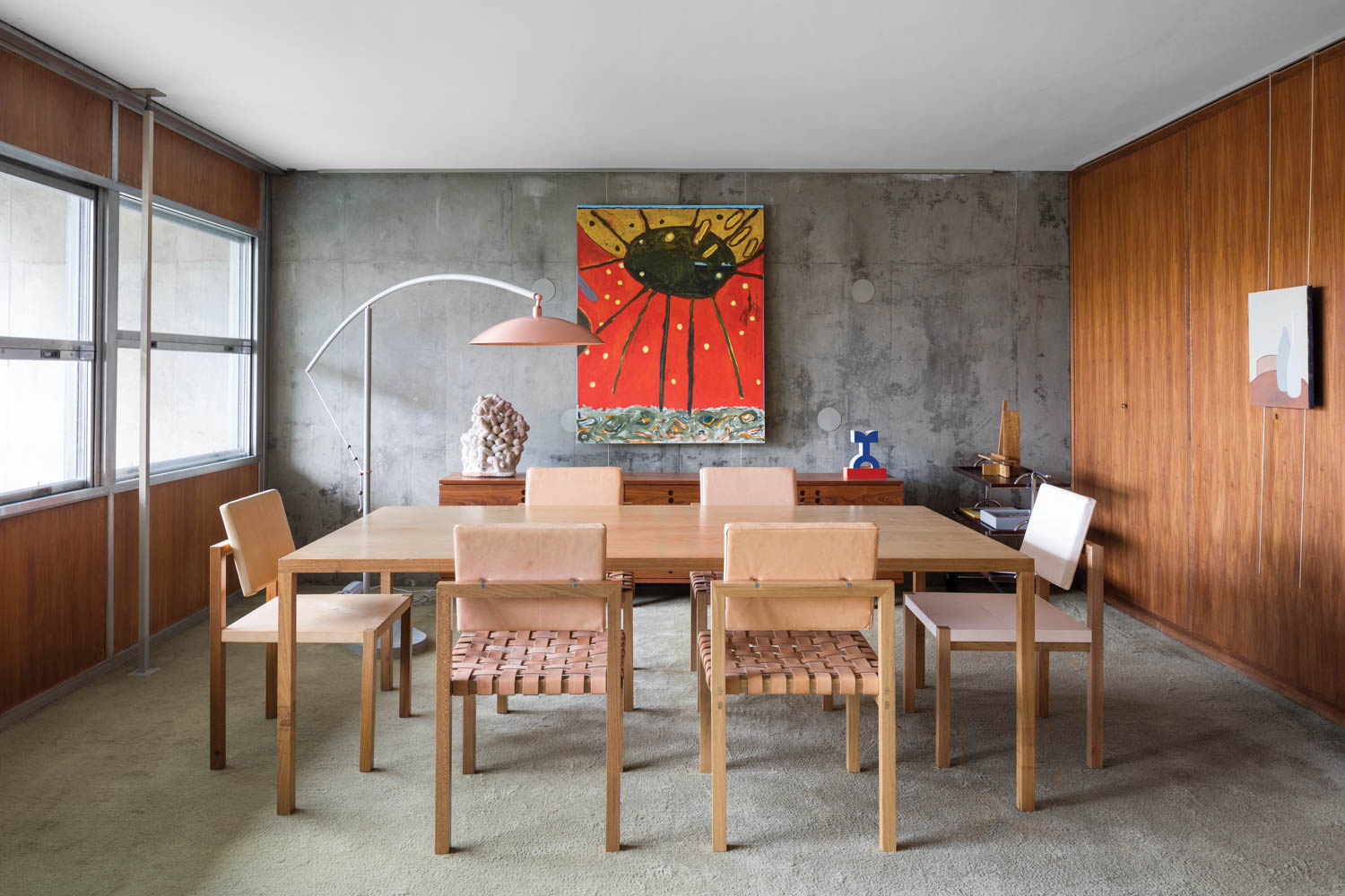 a dining room with modernist vibes