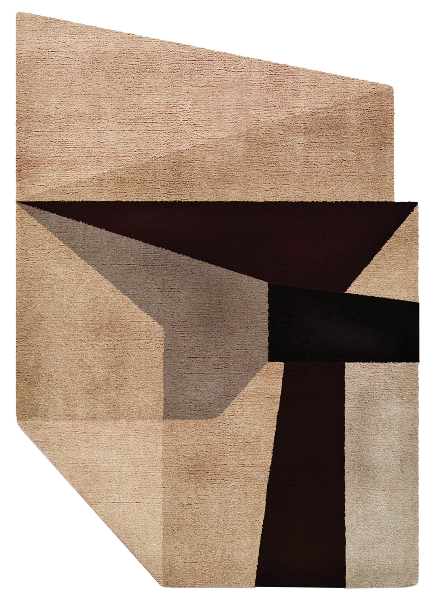 a beige and black abstract rug